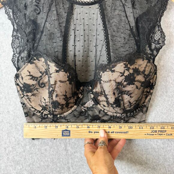 Victoria’s Secret Sexy Black Lace Corset Bra Top Women’s 34D Whimsigoth Coquette - Picture 7 of 12